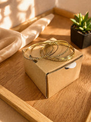 Golden Carved Bangle Set – 6 Pcs