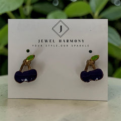 Purple Cherry Stud Earrings