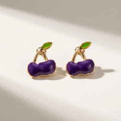 Purple Cherry Stud Earrings