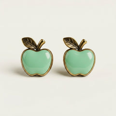 Cute Green Apple Shape Stud Earrings
