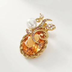 Orange Stone & Pearl Earrings