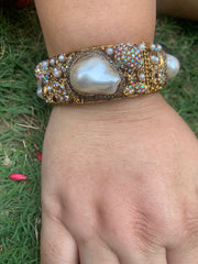 Golden Imitation Mother of Pearl Turkish Bangle Pair