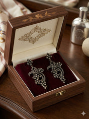 Oxidized Floral Cascade Drop Earrings