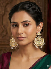 Golden Imitation Thappa Kundan Chandbali Earrings