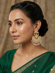 Golden Imitation Thappa Kundan Chandbali Earrings