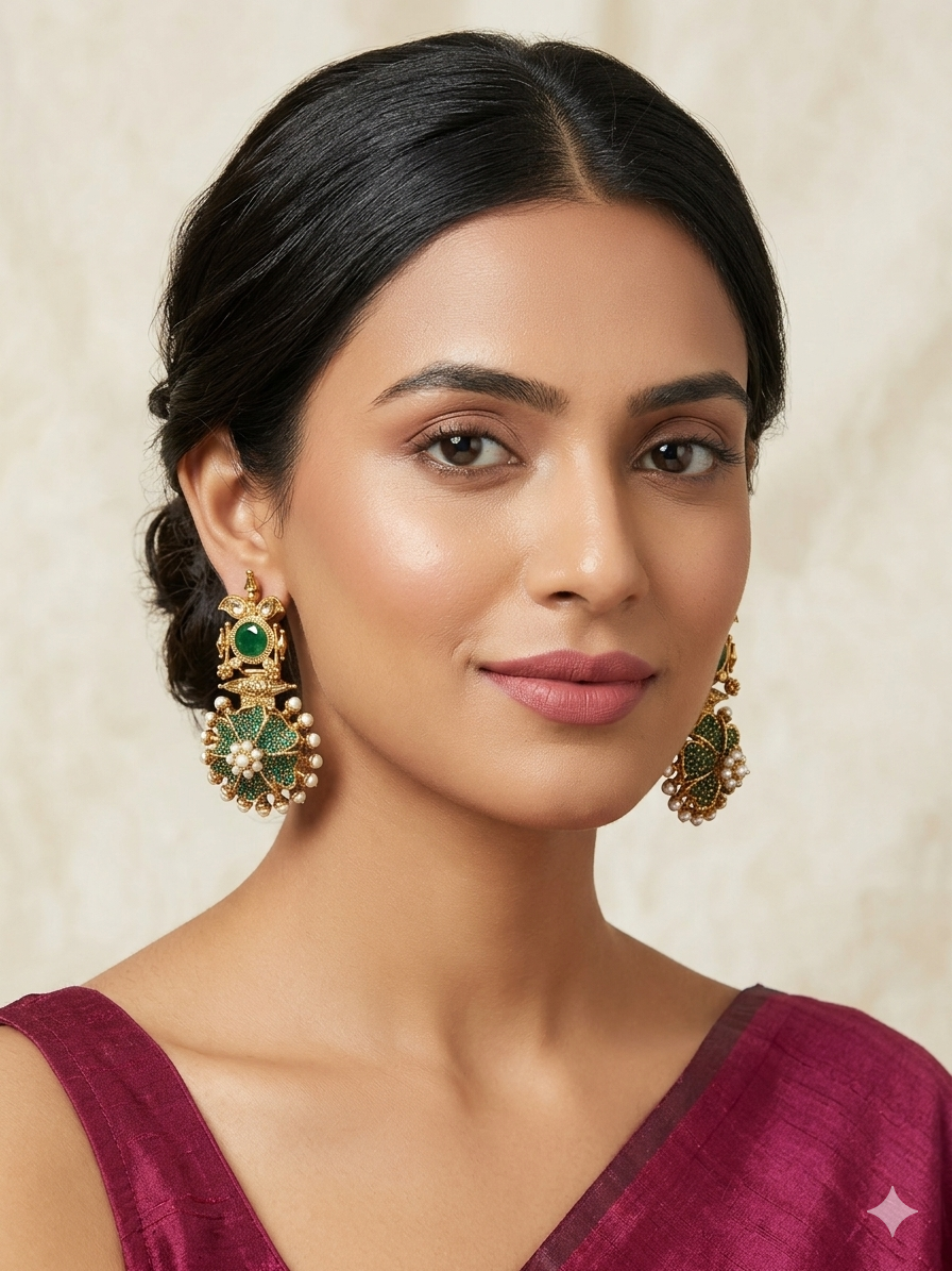 Emerald Bloom Chandelier Earrings