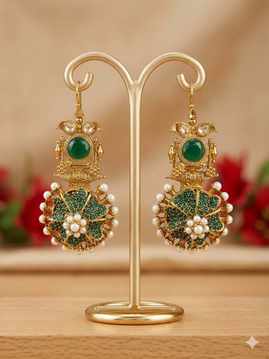 Emerald Bloom Chandelier Earrings