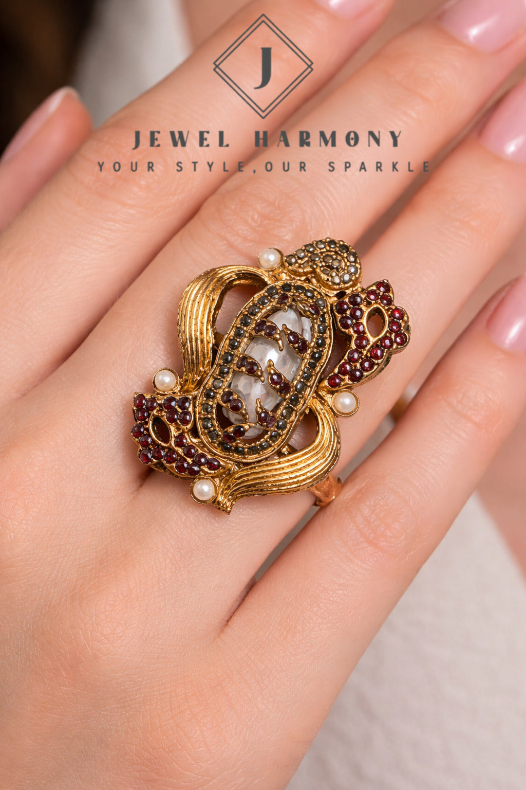 Zarqash Crimson Pearl Ring