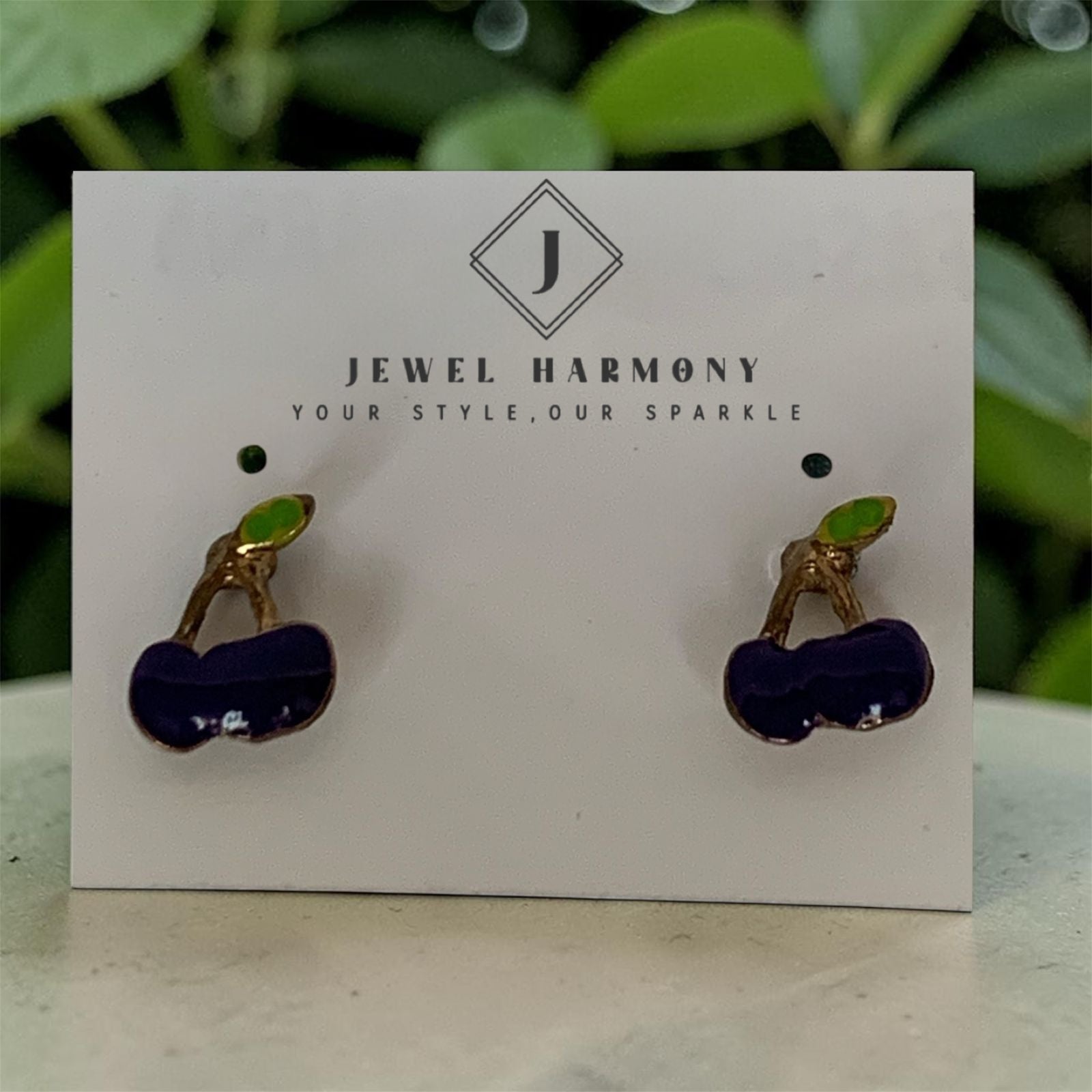 Purple Cherry Stud Earrings