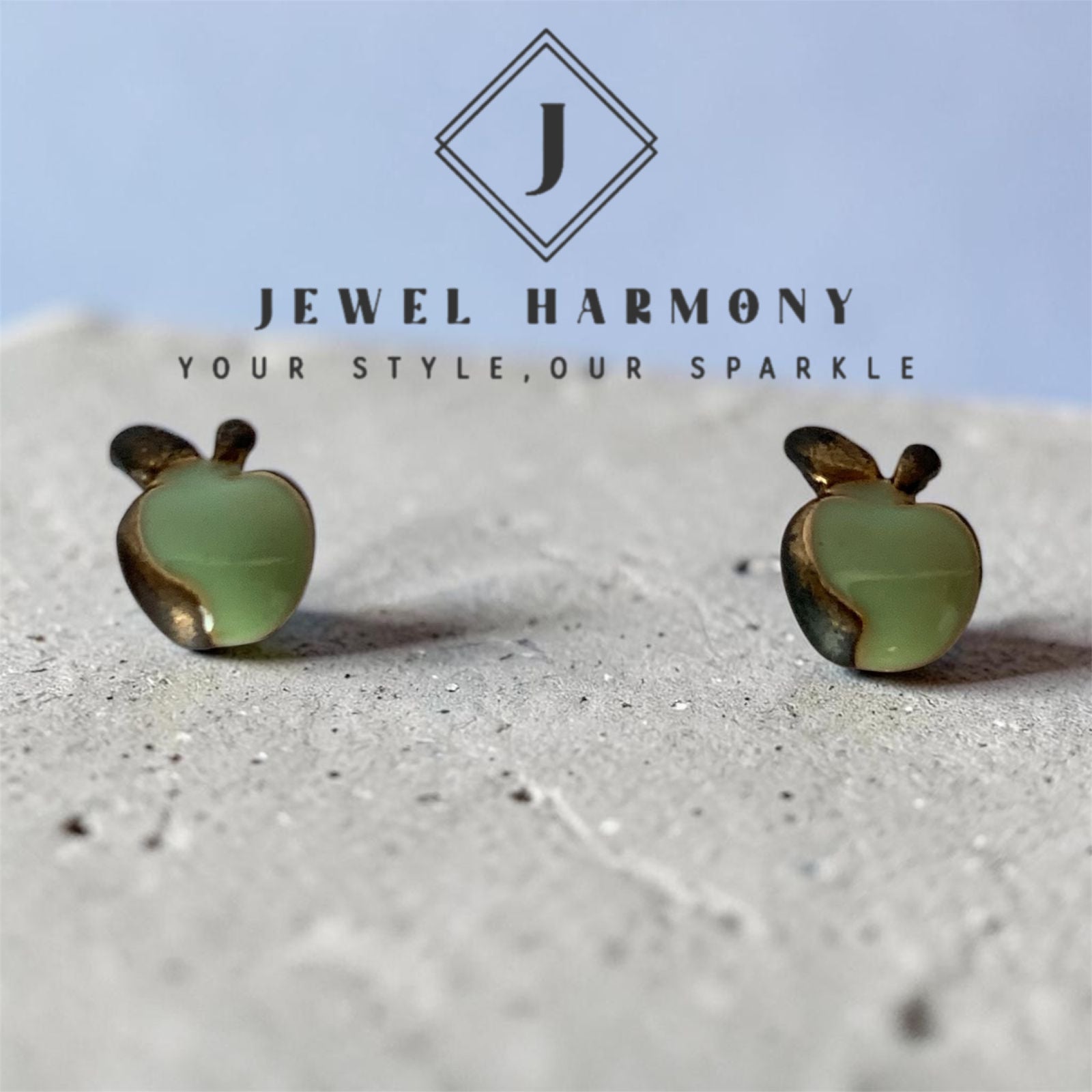 Cute Green Apple Shape Stud Earrings