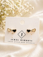 Double Heart Crystal Stud Earrings