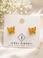 Yellow Butterfly Enamel Stud Earrings
