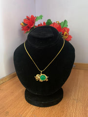 Green Stone Elephant Pendant Necklace