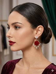 Red Velvet Rose Gold Drop Earrings