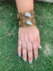 Golden Mother of Pearl Turkish Bangle Pair