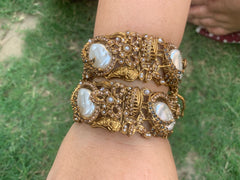 Golden Mother of Pearl Turkish Bangle Pair