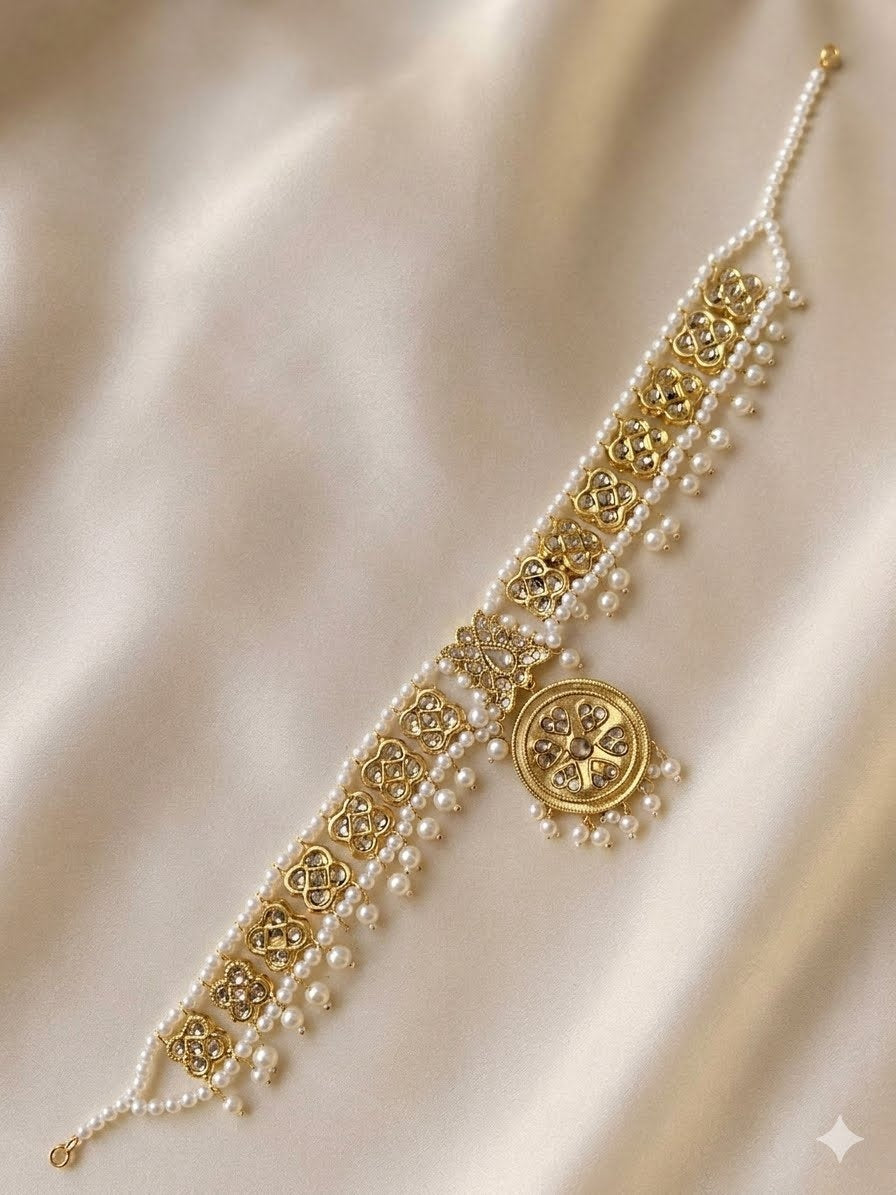 Pearl & Gold Kundan Choker Necklace – Imitation Bridal Jewellery