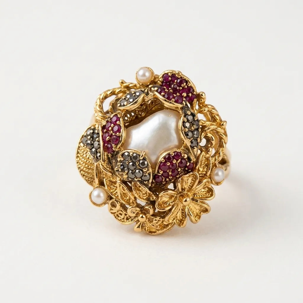 Vintage Gold Plated Statement Ring