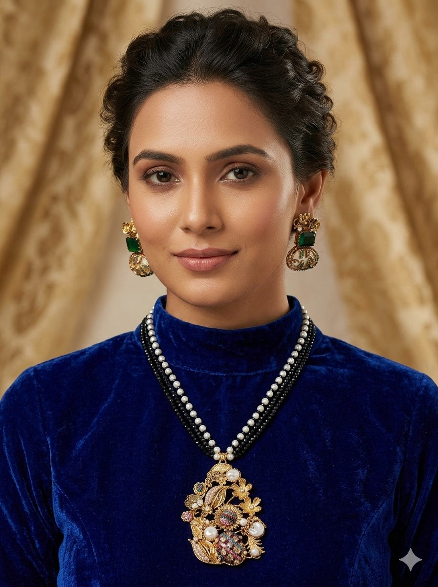 Emerald Green Mala Set – Imitation Bridal Jewellery