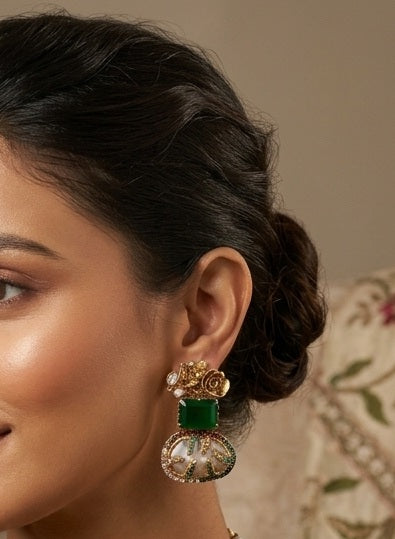 Emerald Green Mala Set – Imitation Bridal Jewellery