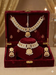 Royal Bridal Jhumki Choker & Matha Patti Set – Imitation Gold with Pearl Drops
