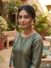 Golden Thappa Kundan Jhumka Set