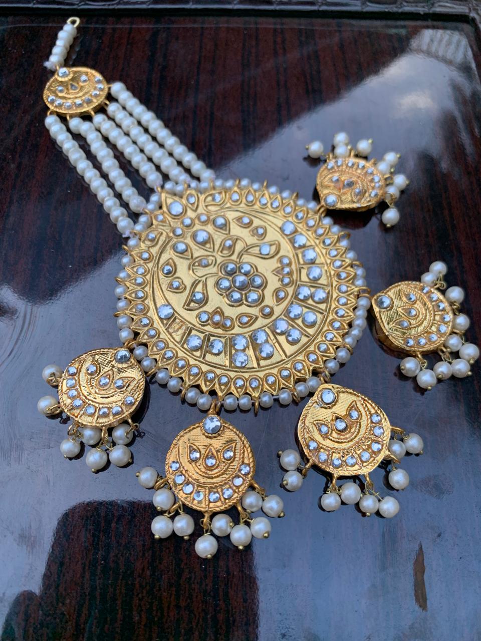 Royal Bridal Jhommer – Imitation Gold with Pearl Drops